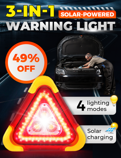 🔥2025 Neuankömmling🔥 3-IN-1 Solar-Notdreieck-Warnleuchte am Straßenrand