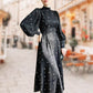 🔥Olympiaförderung –18% Rabatt 🔥Maxikleid mit Stehkragen und Bindegürtel