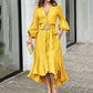 🌸Spätsommerschlussverkauf–Zeitlich begrenzt 50 % RABATT 💕Tailliertes Kleid mit V-Ausschnitt und unregelmäßigem Saum für Damen