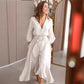 🌸Spätsommerschlussverkauf–Zeitlich begrenzt 50 % RABATT 💕Tailliertes Kleid mit V-Ausschnitt und unregelmäßigem Saum für Damen