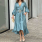 🌸Spätsommerschlussverkauf–Zeitlich begrenzt 50 % RABATT 💕Tailliertes Kleid mit V-Ausschnitt und unregelmäßigem Saum für Damen