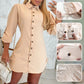 🌸Herbstschlussverkauf🌸Zeitlich begrenzt 51 % RABATT💕Frauen Herbst Mode Lange Ärmel Einfarbig Zwei Seiten Kordelzug Hemd Kleid