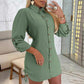 🌸Herbstschlussverkauf🌸Zeitlich begrenzt 51 % RABATT💕Frauen Herbst Mode Lange Ärmel Einfarbig Zwei Seiten Kordelzug Hemd Kleid