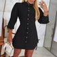 🌸Herbstschlussverkauf🌸Zeitlich begrenzt 51 % RABATT💕Frauen Herbst Mode Lange Ärmel Einfarbig Zwei Seiten Kordelzug Hemd Kleid