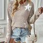 🌸Herbstschlussverkauf🌸Zeitlich begrenzt 57% RABATT💕Langarm-Pullover mit Rundhalsausschnitt und Sternenmuster für Damen