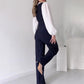 🌸Herbstschlussverkauf🌸kostenloser Versand✈️Langärmliger Jumpsuit mit gestreiftem Revers für Damen