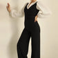 🌸Herbstschlussverkauf🌸kostenloser Versand✈️Langärmliger Jumpsuit mit gestreiftem Revers für Damen