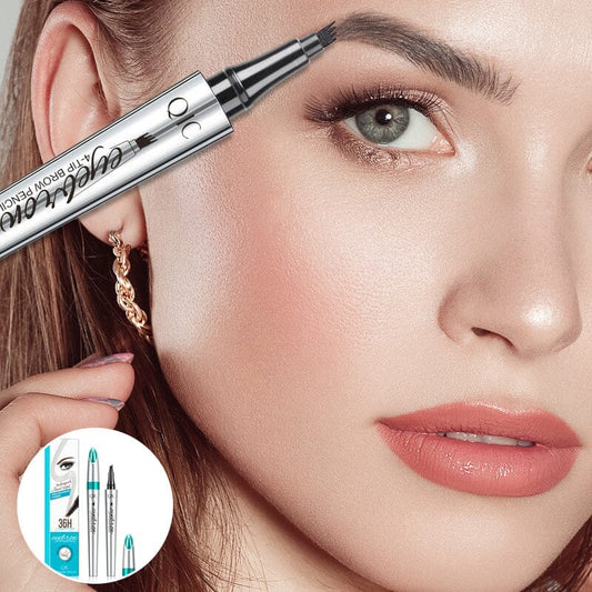 🌸Herbstschlussverkauf💕3D Wasserfester Microblading Tattoostift mit 4 Gabelspitzen(2 Stück)