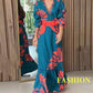 🌸Herbstschlussverkauf🌸Bedrucktes Kleid mit V-Ausschnitt und plissiertem Saum für Damen
