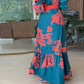 🌸Herbstschlussverkauf🌸Bedrucktes Kleid mit V-Ausschnitt und plissiertem Saum für Damen