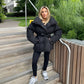 ❄️Heißer Winterschlussverkauf❄️Stylische einfarbige Pufferjacke mit Gürtel für Damen