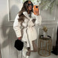 ❄️Heißer Winterschlussverkauf❄️Stylische einfarbige Pufferjacke mit Gürtel für Damen