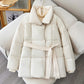 ❄️Heißer Winterschlussverkauf❄️Stylische einfarbige Pufferjacke mit Gürtel für Damen