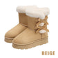 🎀Weihnachts-Specials🎁Klassische Plateau-Schneestiefel für Frauen mit Plüsch-Schleife📦Freie Lieferung📦