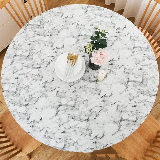 💦Runde, maßgeschneiderte Tischdecke mit Marmordruck und elastischen Kanten🌟
