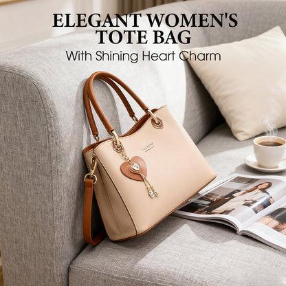 Élégant sac fourre-tout pour femme avec breloque en forme de cœur brillant